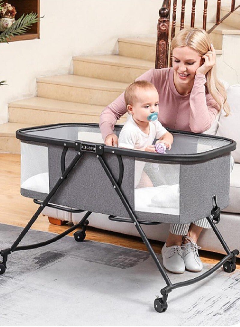 كيدل Baby Crib Portable Folding Cradle Bedside Bed Mobile Baby Bed Sleeping Basket Bb Bed Newborn Splicing Big Bed  - Image 2