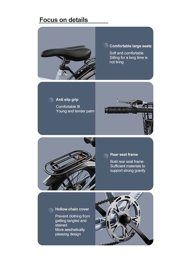 Kidle - 24 Inches Children's And Youth Bicycle High Carbon Steel Road Bicycle Kids Bike Suitable For Height 125-160cm Girls And Boys With Basket Adjustable Seat Rear Thickened Seat Frame Wear-Resistant Tires Front And Rear Sensitive Brakes Safe And Stable 24 Inches - Image 1