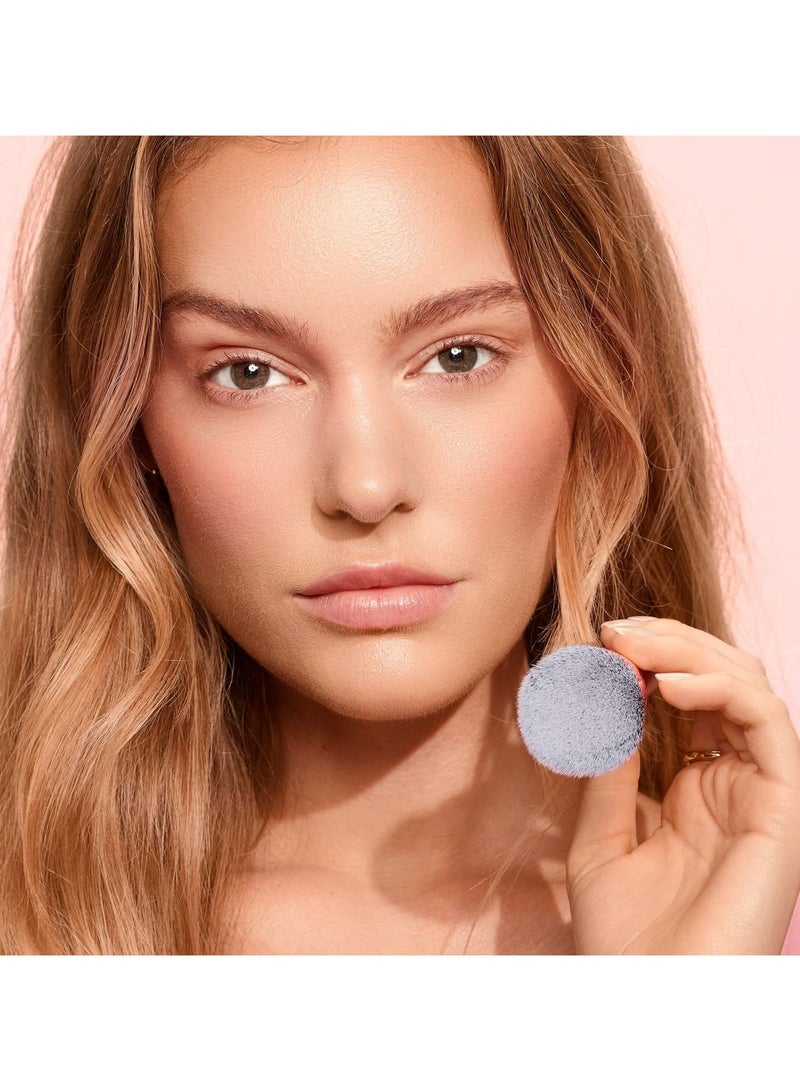 REAL TECHNIQUES - Glow Round Base Makeup Brush, For Liquid & Cream Makeup, Flat Top Foundation Brush For Buffing & Blending Up Coverage, Dense Synthetic Bristles, Vegan & Cruelty Free Orange - Image 1