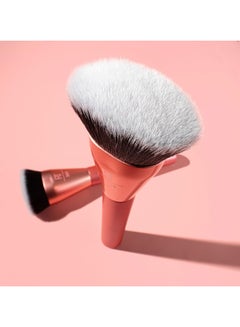 REAL TECHNIQUES Sculpt Contour Makeup Brush, For Liquid & Cream Contour & Bronzer, Flat Top & Oval Head For Blending & Buffing, Dense, Synthetic Bristles, Vegan and Cruelty Free Orange  - Image 3