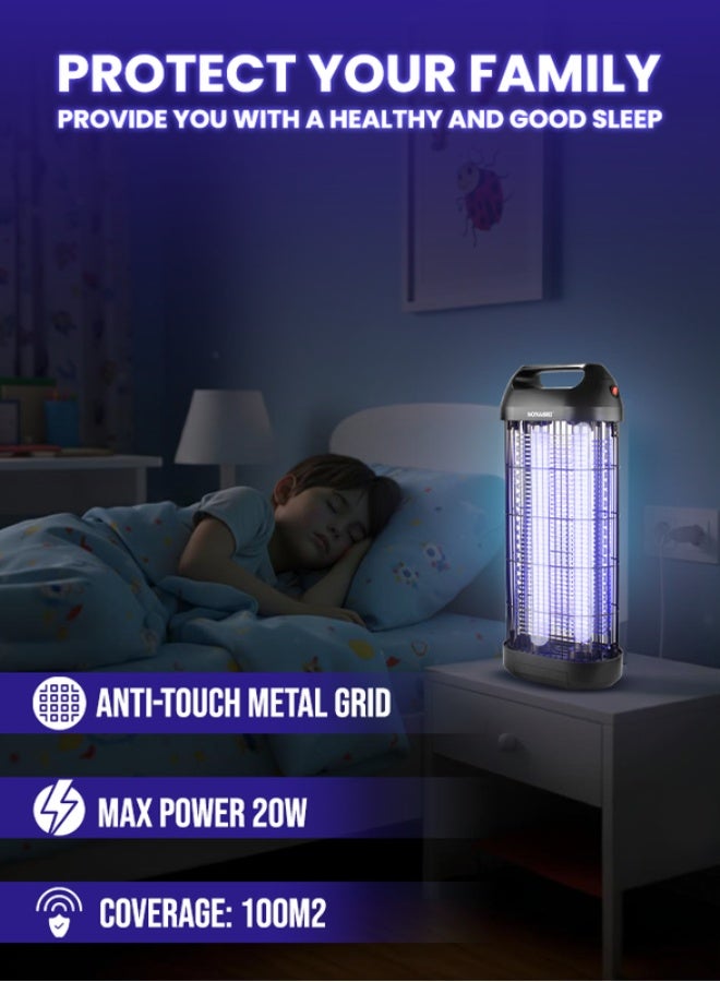 سوناشي Insect Killer with Ultra UV-A Tube and Anti-Touch Metal Grid | High Coverage of 80m2 | Easy to Use, Install, and Safe Operation | Removable Tray for Easy Cleaning | Effective and Durable 20 W SIK-820 Black - Image 2