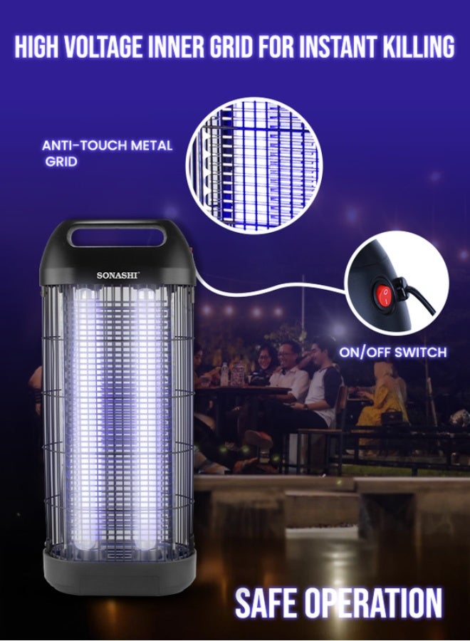سوناشي Insect Killer with Ultra UV-A Tube and Anti-Touch Metal Grid | High Coverage of 80m2 | Easy to Use, Install, and Safe Operation | Removable Tray for Easy Cleaning | Effective and Durable 20 W SIK-820 Black - Image 4