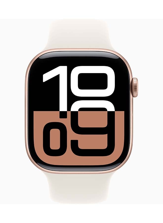 Apple - Apple watch Series 10 46mm rose gold aluminium case with starlight band Starlight - Image 1