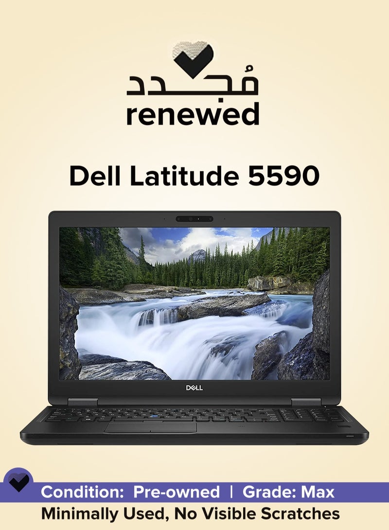 ديل RENEWED - LAPTOP DELL LATITUDE 5590 - CPU INTEL CORE I5-8250U - RAM 8 GB DDR4 - HARD 256 GB SSD - VGA INTEL HD GRAPHICS - DISPLAY 15.6'' INCH LED FULL HD SCREEN - BLACK English/Arabic BLACK - Image 1