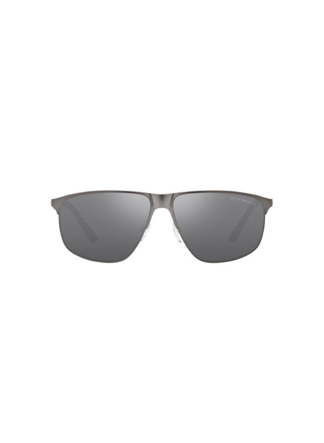 امبوريو ارماني - Men's Rectangular Shape Metal Sunglasses 2094 - Lens Size: 60 Mm - Matte Gunmetal - Image 1