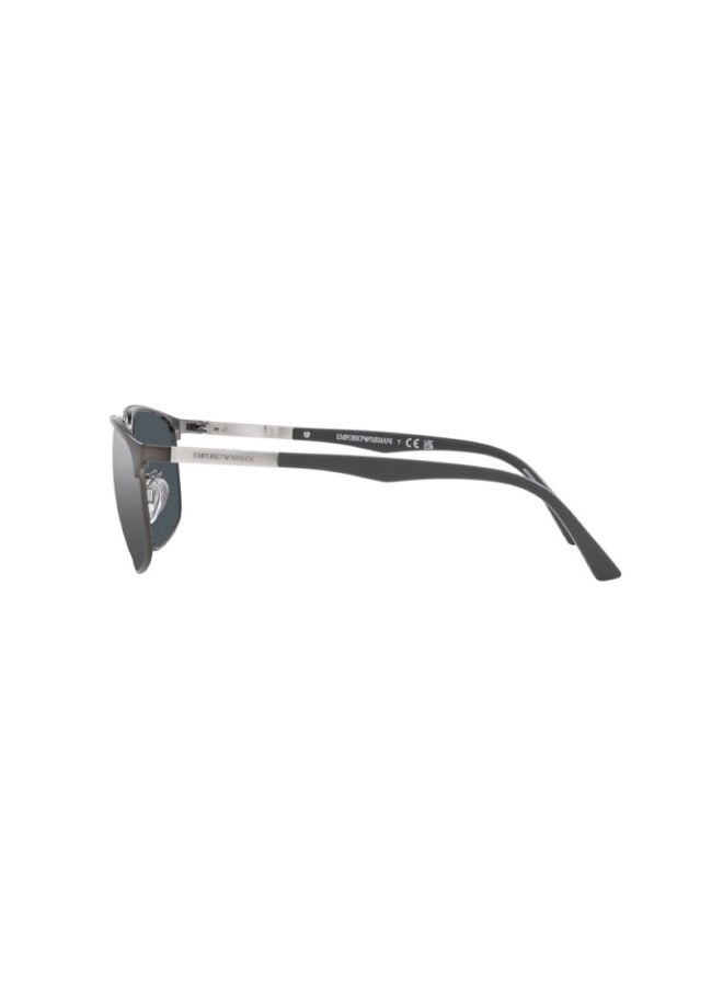 امبوريو ارماني - Men's Rectangular Shape Metal Sunglasses 2094 - Lens Size: 60 Mm - Matte Gunmetal - Image 1