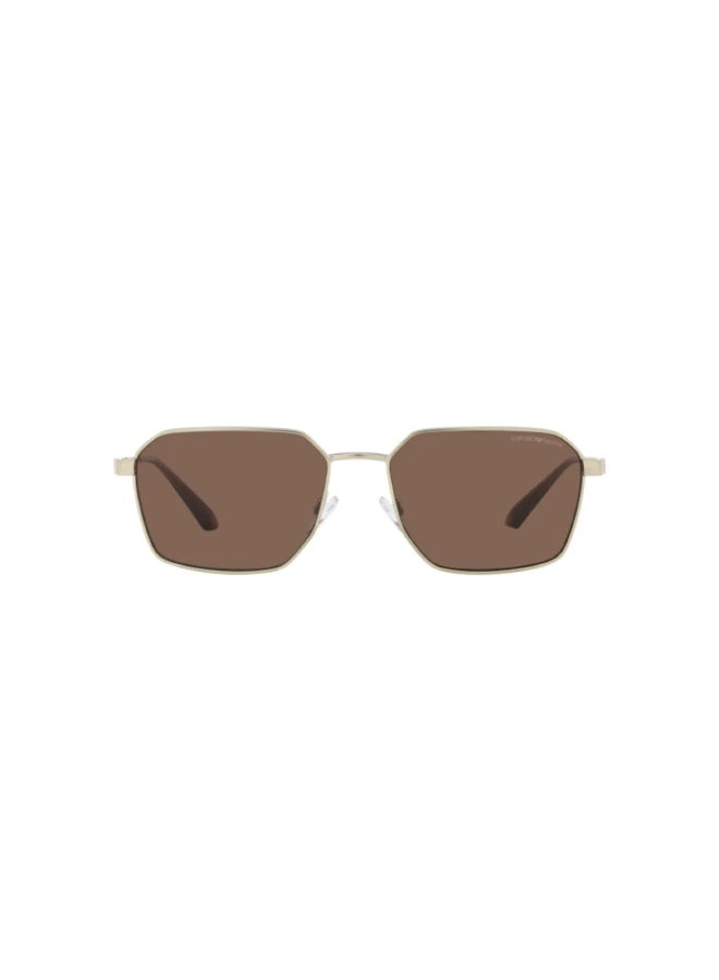 امبوريو ارماني - Men's Square Shape Metal Sunglasses 2140 - Lens Size: 57 Mm - Matte Pale Gold - Image 1