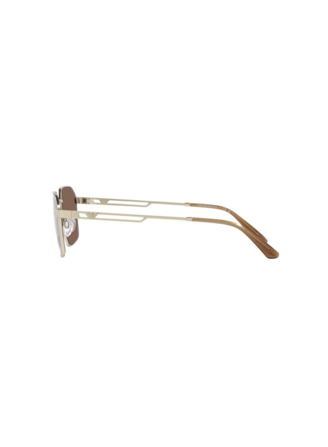 امبوريو ارماني - Men's Square Shape Metal Sunglasses 2140 - Lens Size: 57 Mm - Matte Pale Gold - Image 1