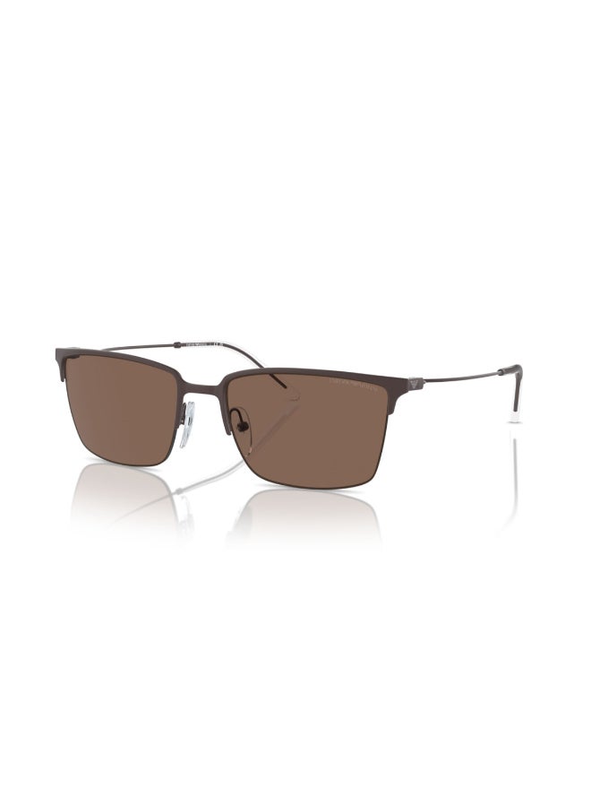 امبوريو ارماني - Men's Rectangular Shape Metal Sunglasses 2150 - Lens Size: 57 Mm - Shiny Pale Gold - Image 1