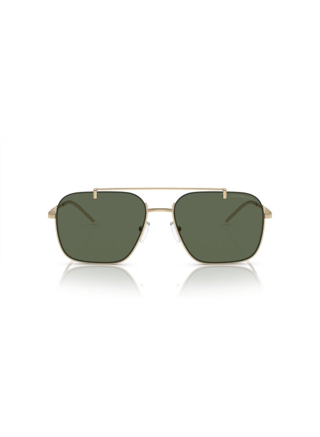 امبوريو ارماني - Men's Rectangular Shape Metal Sunglasses 2150 - Lens Size: 57 Mm - Shiny Pale Gold - Image 1