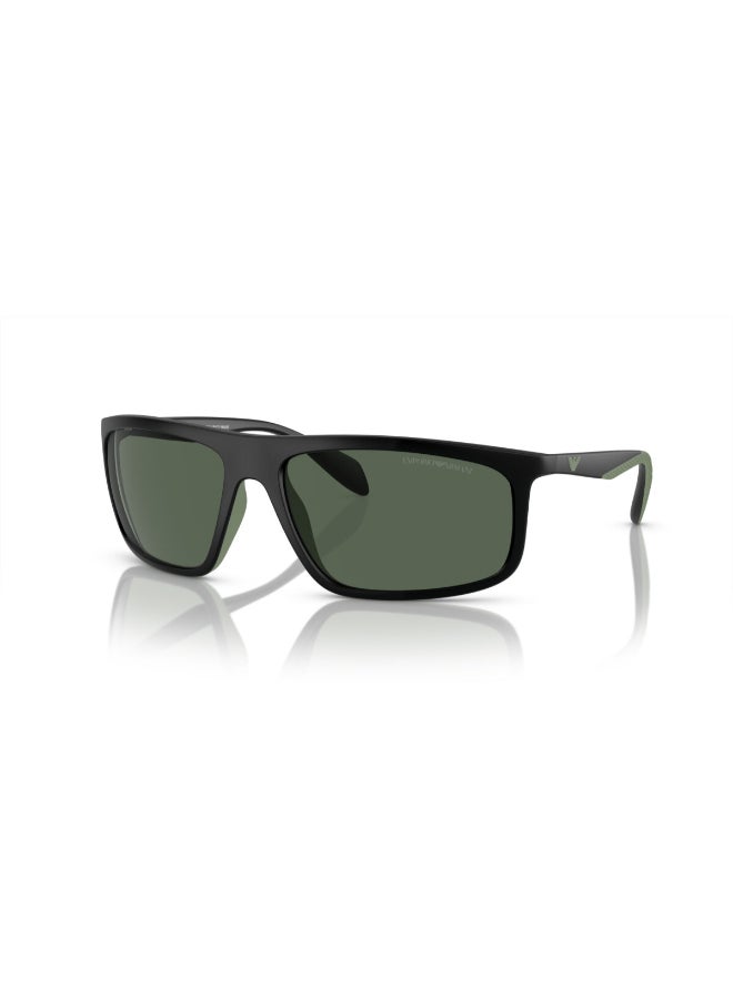 امبوريو ارماني - Men's Pilot Shape  Sunglasses 4212U - Lens Size: 64 Mm - Matte Black/Rubber Green - Image 1