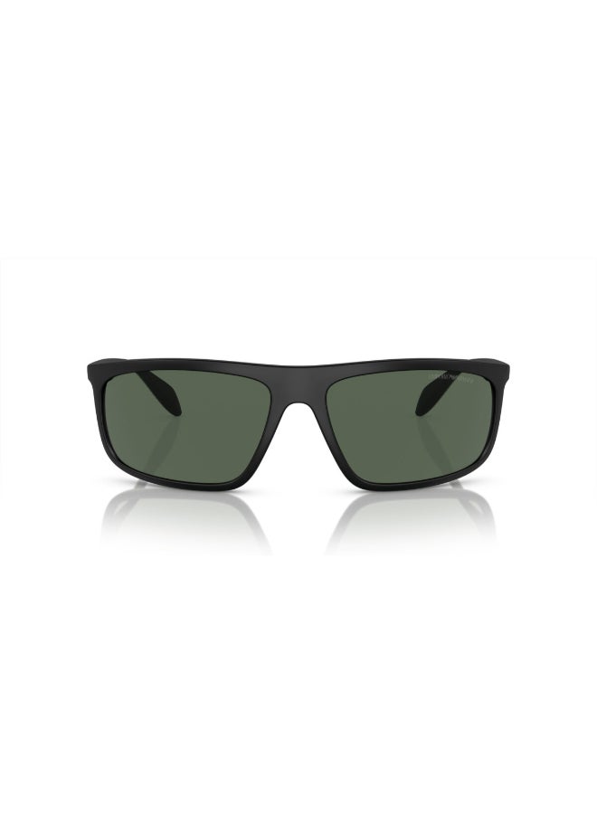 امبوريو ارماني - Men's Pilot Shape  Sunglasses 4212U - Lens Size: 64 Mm - Matte Black/Rubber Green - Image 1