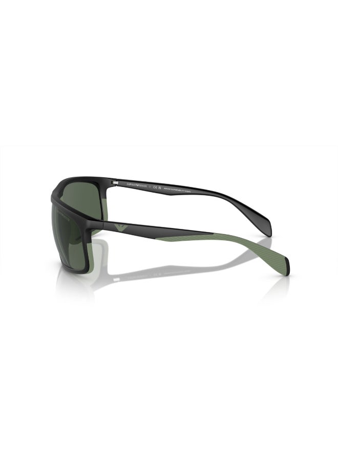 امبوريو ارماني - Men's Pilot Shape  Sunglasses 4212U - Lens Size: 64 Mm - Matte Black/Rubber Green - Image 1