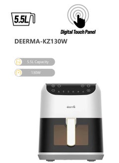 Digital Air Fryer, LED Display & Touch Control,  Oil-Free Fryer, 6 Preset Programs with  Dynamic NTC Temperature control & Time Set,Delay Start Function & Easy to Clean 5.5 L 1400 W DEM-KZ130W White - pnsku/N70125067V/45/_/1739808186/b156d57a-bd0f-4887-b6f5-2d000a742796