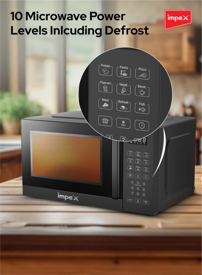 Impex 20L Digital Microwave Oven (MO 8101ADB) | 700W Power | 8 Preset Menus | 10 Power Levels | Child Safety Lock | Defrost Function | 99-Min Timer | Push Button Door | 255mm Glass Turntable | 2-Year Warranty | Compact & Efficient Kitchen Appliance 20 L 700 W MO 8101ADB Black 20 L 700 W MO 8101ADB Black - Image 5