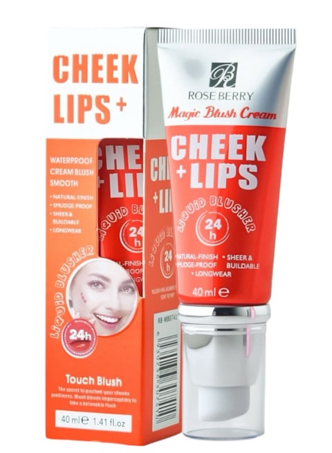Cheek + Lips  Waterproof Cream Blush Smooth Red