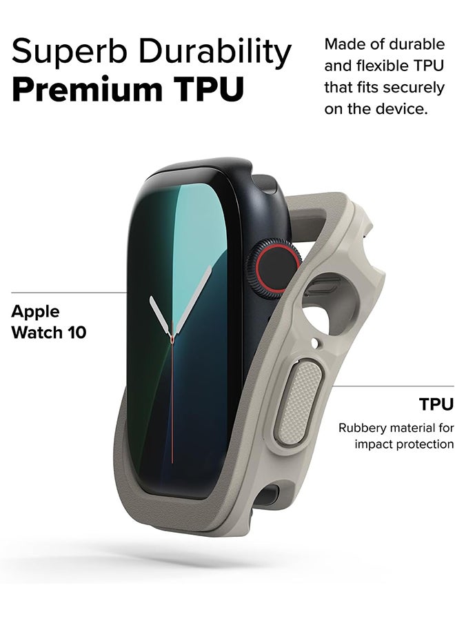 رينجك Air Sports For Apple Watch 10 42mm Case Thin Soft Flexible Rugged TPU Raised Bezel Frame Shockproof Protective Button Cover - Warm Gray - Image 4