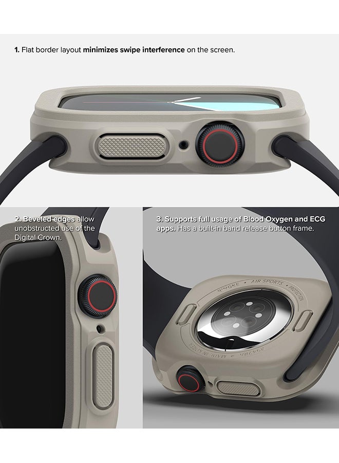 رينجك Air Sports For Apple Watch 10 42mm Case Thin Soft Flexible Rugged TPU Raised Bezel Frame Shockproof Protective Button Cover - Warm Gray - Image 3