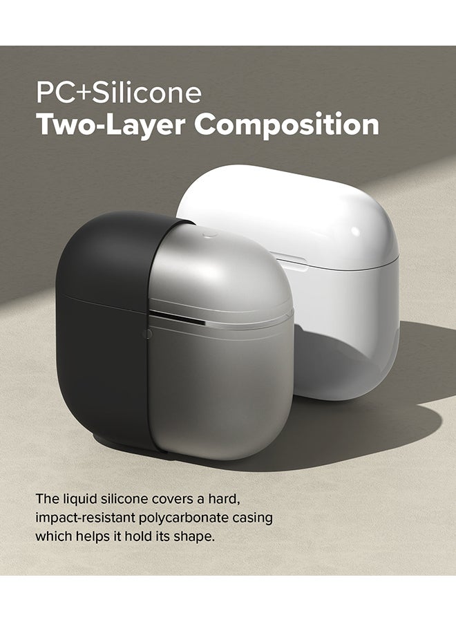 Ringke Silicone Cover For AirPods 4 Case, Soft Liquid Silicone Anti-Scratch Shockproof Oil Smudge Proof Protective Cover With Keychain Carabiner - Black - Image 5