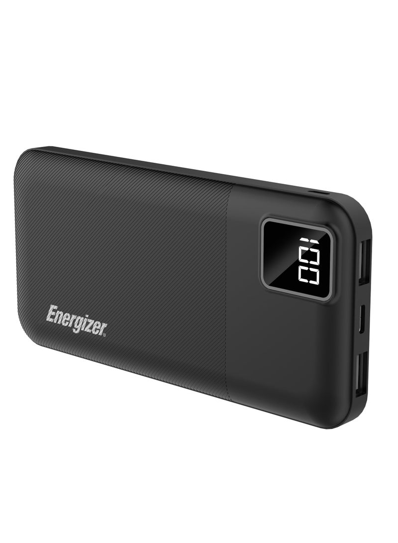 Energizer - 10000 mAh 10000 mAh ENERGIZER UE10031 BLACK, 10000MAH, USB C/ MICRO USB dual INPUT, dual OUTPUT with digital display black - Image 1