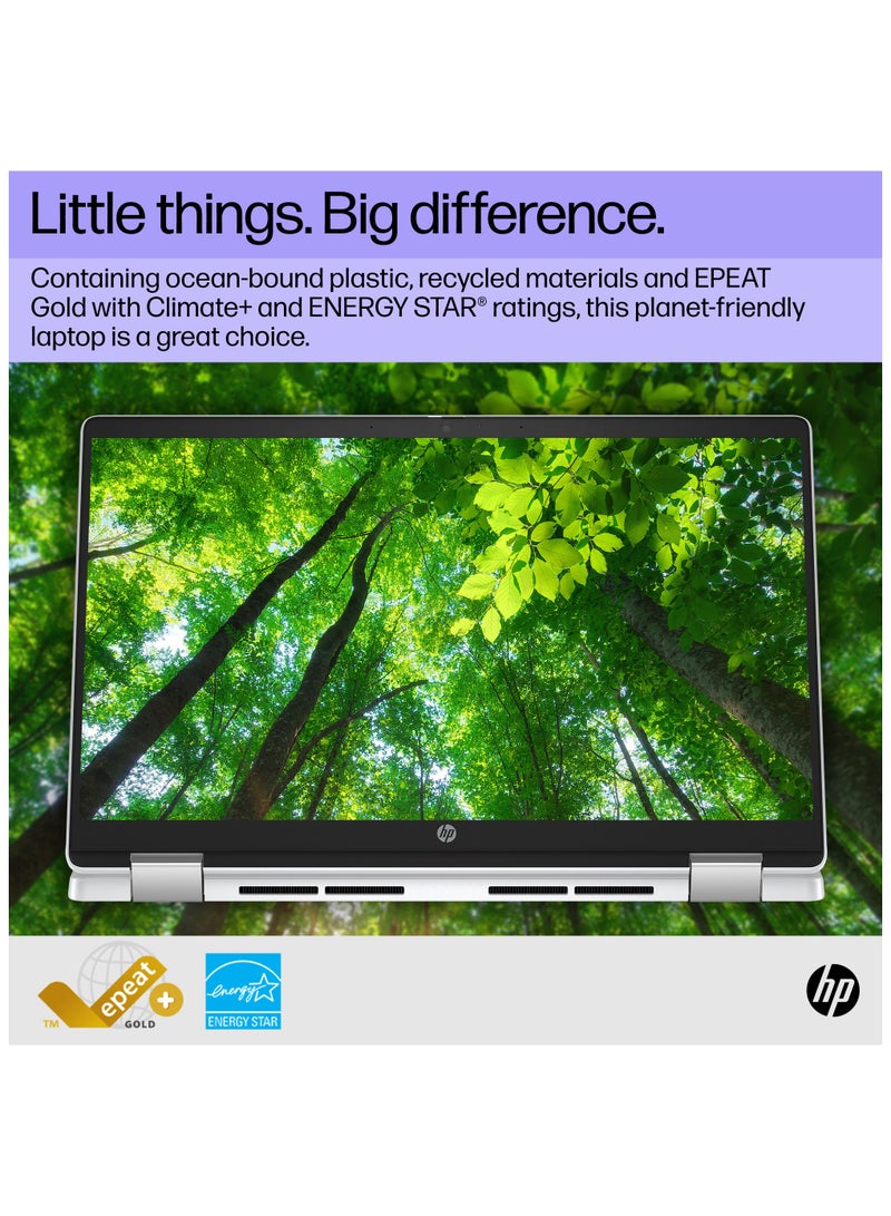 HP - X360 Laptop 2-in-1 With 14-Inch Touchscreen Display, Celeron N200 Processor/8GB RAM/128GB Flash/Intel UHD 770 Graphics/Chrome OS English Silver - Image 1