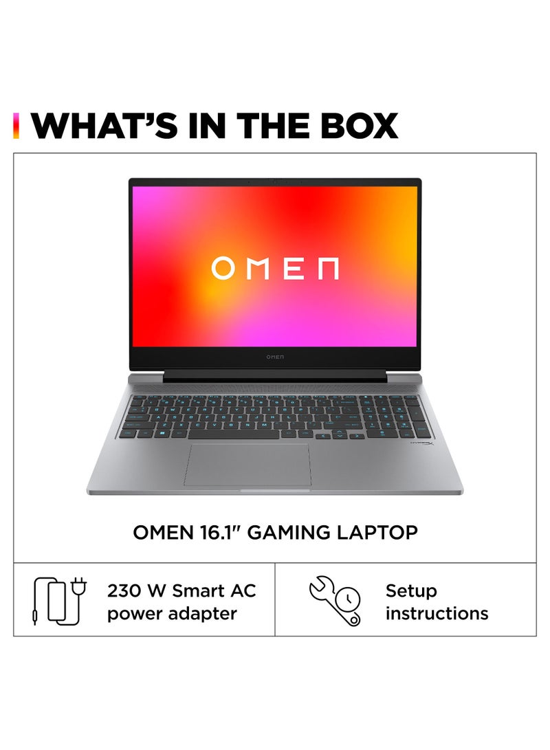 إتش بي - OMEN Laptop With 16-Inch Anti-Glare IPS Micro-Edge FHD Display, Core i7-14650HX Processor/32GB RAM/1TB SSD/8GB NVIDIA GeForce RTX 4060 Graphics/Windows 11 Home English Mica Silver - Image 1