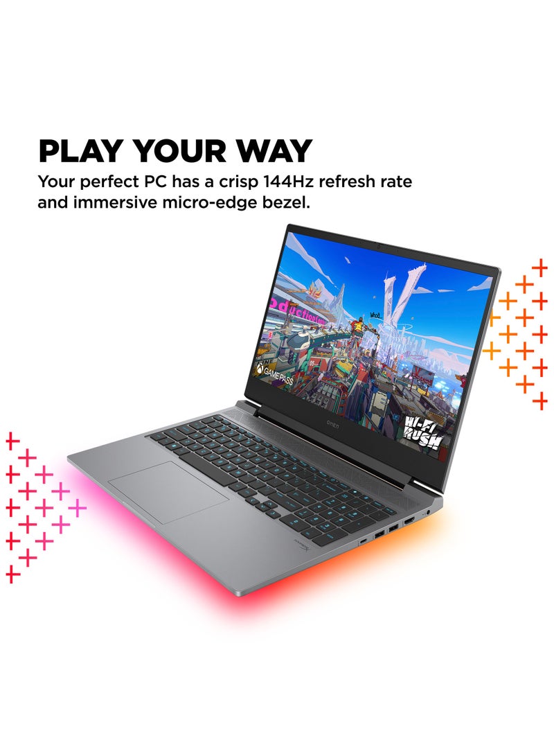 إتش بي - OMEN Laptop With 16-Inch Anti-Glare IPS Micro-Edge FHD Display, Core i7-14650HX Processor/32GB RAM/1TB SSD/8GB NVIDIA GeForce RTX 4060 Graphics/Windows 11 Home English Mica Silver - Image 1