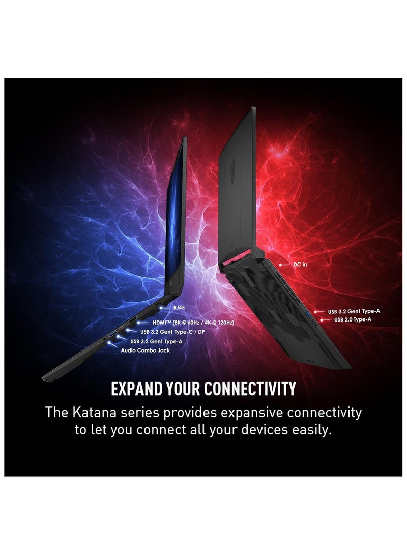 إم اس أي - Katana A15  Laptop With 15.6-Inch Display, Ryzen 7-8845HS Processor/16GB RAM/1TB SSD/8GB NVIDIA GeForce RTX 4060 Graphics/Windows 11 Home English Black - Image 1