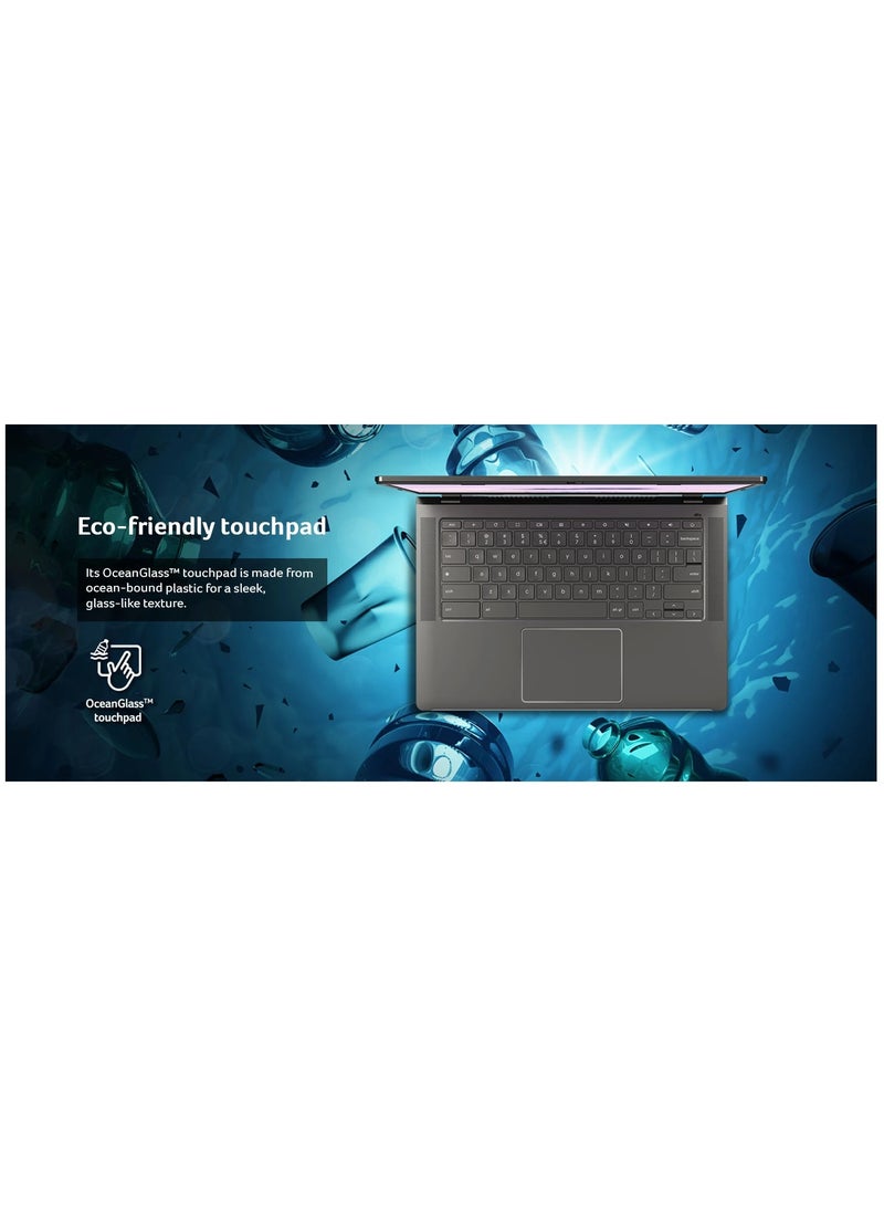 Chromebook Plus Laptop With 14-Inch Display,  Core i3-N305 Processor/8GB RAM/512GB SSD/Intel UHD 600 Graphics/Chrome OS English Grey