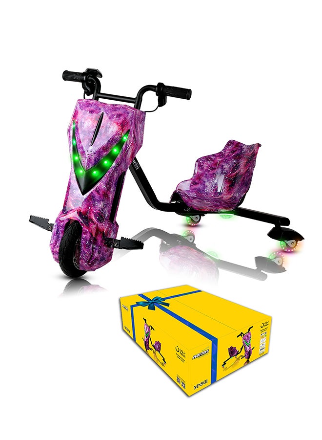 MYTOYS 36V High-Power 360° Electric Stunt Drifting Scooter for Kids And Adults - Adjustable Body with Bluetooth And Protective Gear, 3 Speed Modes, 250W Brushless Motor, 8-15 km/h with 80 kg Load, Age 6+ Noon Exclusive Series - Purple - Image 2
