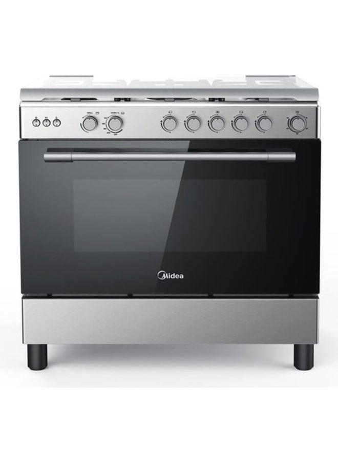 Midea - 90x60cm Gas Cooking Range 5 Burners CME9060 Grey - Image 1
