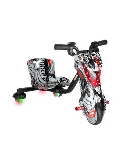 MYTOYS Mini 36V High-Power 360° Electric Stunt Drifting Scooter For Kids & Adults - Adjustable Body With Bluetooth & Protective Gear, 3 Speed Modes, 250W Brushless Motor, 8-15 Km/H With 80 Kg Load, Age 6+ Noon Exclusive Series - Black & White Grafitti  - Image 3