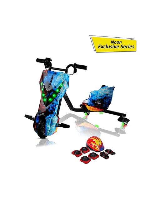 36V High-Power 360° Electric Stunt Drifting Scooter For Kids & Adults - Adjustable Body With Bluetooth & Protective Gear, 3 Speed Modes, 250W Brushless Motor, 8-15 Km/H With 80 Kg Load, Age 6+ Noon Exclusive Series - Multi