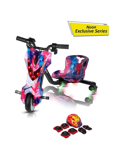 Mini 36V High-Power 360° Electric Stunt Drifting Scooter For Kids & Adults - Adjustable Body With Bluetooth & Protective Gear, 3 Speed Modes, 250W Brushless Motor, 8-15 Km/H With 80 Kg Load, Age 6+ Noon Exclusive Series - Candy Pink Blue