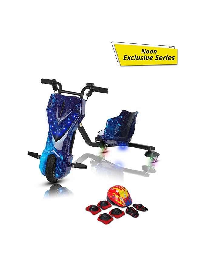 مايتويز سكوتر كهربائي عالي القوة 36 فولت 360 درجة للأطفال والكبار - جسم قابل للتعديل مع بلوتوث ومعدات حماية، 3 أوضاع للسرعة، محرك بدون فرشاة 250 وات، 8-15 كم/ساعة مع حمولة 80 كجم، للأعمار من 6 سنوات فما فوق، سلسلة حصرية من الظهر - المحيط أزرق - Image 2