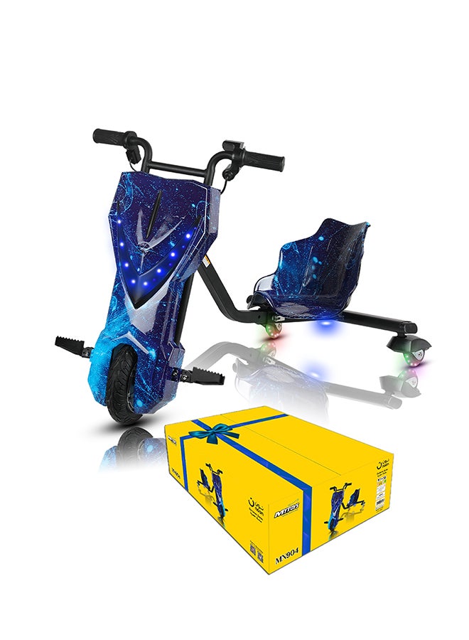 مايتويز سكوتر كهربائي عالي القوة 36 فولت 360 درجة للأطفال والكبار - جسم قابل للتعديل مع بلوتوث ومعدات حماية، 3 أوضاع للسرعة، محرك بدون فرشاة 250 وات، 8-15 كم/ساعة مع حمولة 80 كجم، للأعمار من 6 سنوات فما فوق، سلسلة حصرية من الظهر - المحيط أزرق - Image 1