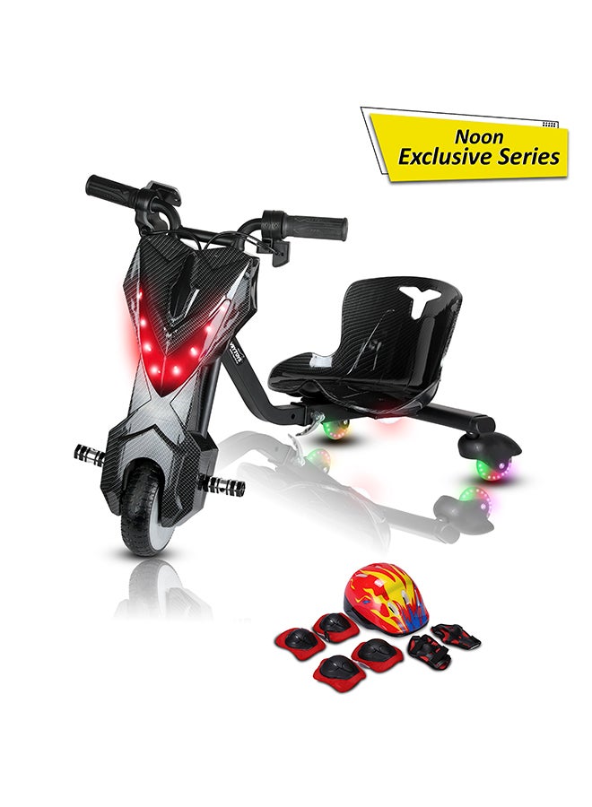 MYTOYS Mini 36V High-Power 360° Electric Stunt Drifting Scooter For Kids & Adults - Adjustable Body With Bluetooth & Protective Gear, 3 Speed Modes, 250W Brushless Motor, 8-15 Km/H With 80 Kg Load, Age 6+ Noon Exclusive Series - Black  - Image 1