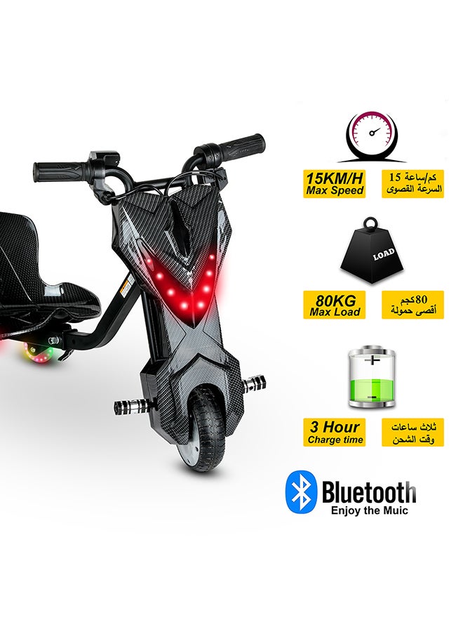 MYTOYS Mini 36V High-Power 360° Electric Stunt Drifting Scooter For Kids & Adults - Adjustable Body With Bluetooth & Protective Gear, 3 Speed Modes, 250W Brushless Motor, 8-15 Km/H With 80 Kg Load, Age 6+ Noon Exclusive Series - Black  - Image 5