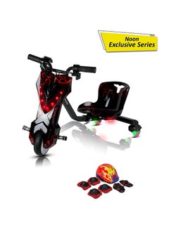 MYTOYS Mini 36V High-Power 360° Electric Stunt Drifting Scooter For Kids & Adults - Adjustable Body With Bluetooth & Protective Gear, 3 Speed Modes, 250W Brushless Motor, 8-15 Km/H With 80 Kg Load, Age 6+ Noon Exclusive Series - Electric Black Red  - Image 1