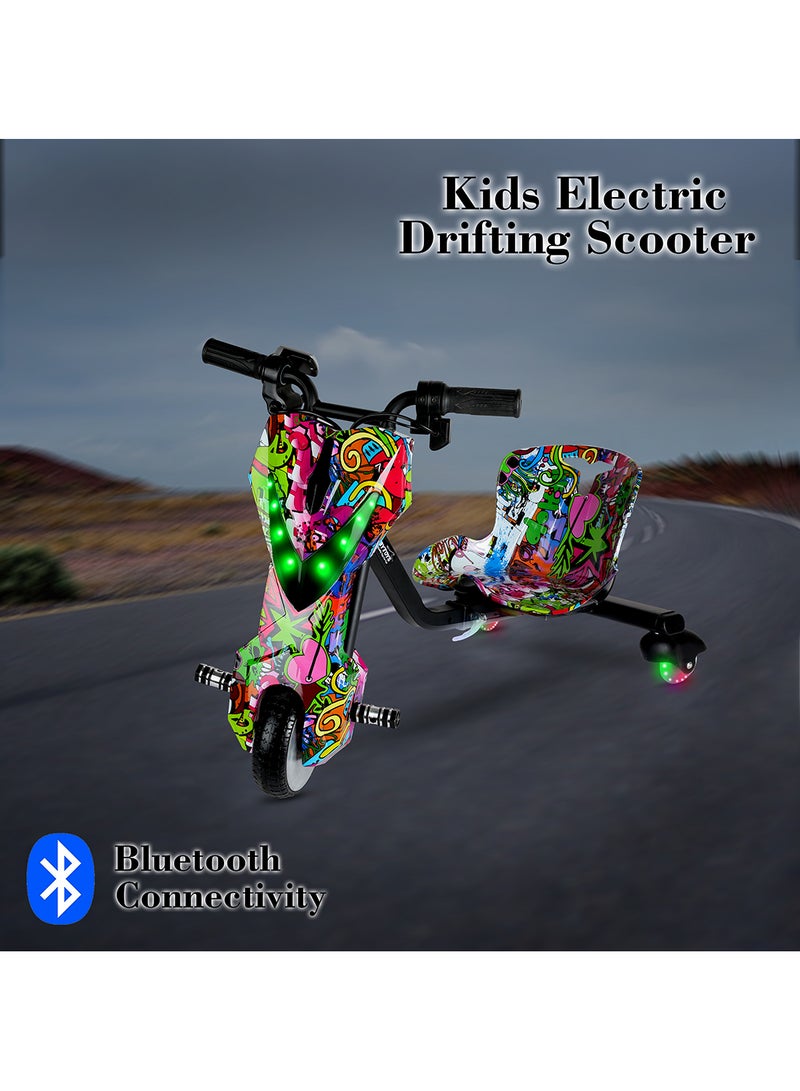MYTOYS - Mini 36V High-Power 360° Electric Stunt Drifting Scooter For Kids & Adults - Adjustable Body With Bluetooth & Protective Gear, 3 Speed Modes, 250W Brushless Motor, 8-15 Km/H With 80 Kg Load, Age 6+ Noon Exclusive Series - Multicolor Grafitti - Image 1