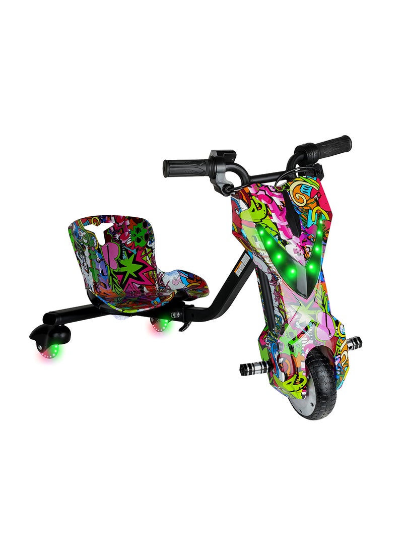 MYTOYS - Mini 36V High-Power 360° Electric Stunt Drifting Scooter For Kids & Adults - Adjustable Body With Bluetooth & Protective Gear, 3 Speed Modes, 250W Brushless Motor, 8-15 Km/H With 80 Kg Load, Age 6+ Noon Exclusive Series - Multicolor Grafitti - Image 1