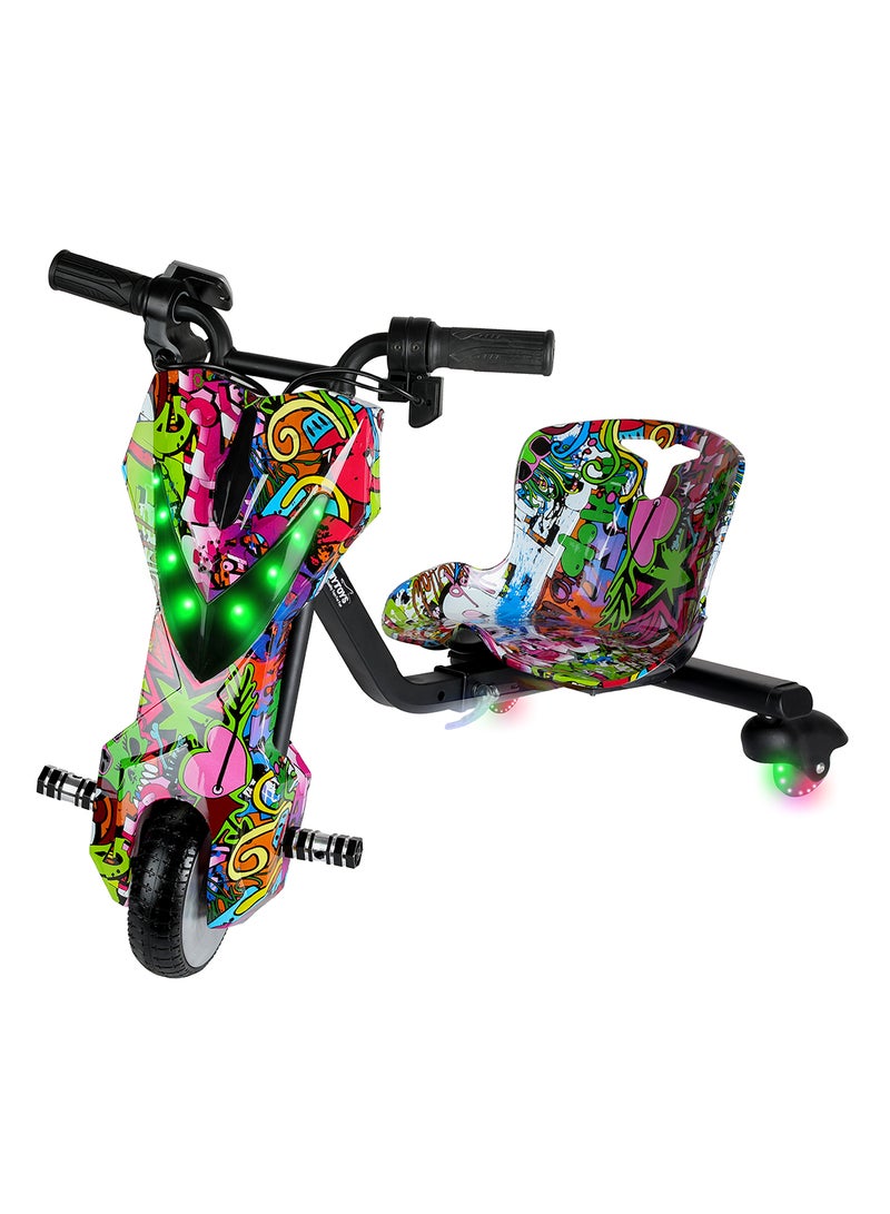MYTOYS Mini 36V High-Power 360° Electric Stunt Drifting Scooter For Kids & Adults - Adjustable Body With Bluetooth & Protective Gear, 3 Speed Modes, 250W Brushless Motor, 8-15 Km/H With 80 Kg Load, Age 6+ Noon Exclusive Series - Multicolor Grafitti - Image 4
