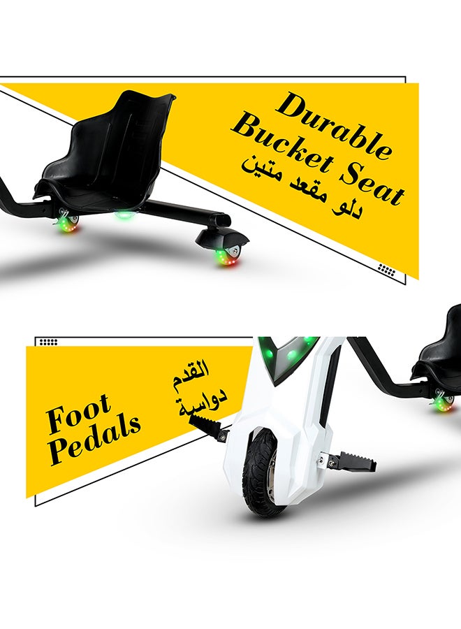 MYTOYS - 36V High-Power 360° Electric Stunt Drifting Scooter For Kids & Adults - Adjustable Body With Bluetooth & Protective Gear, 3 Speed Modes, 250W Brushless Motor, 8-15 Km/H With 80 Kg Load, Age 6+ Noon Exclusive Series - White - Image 1