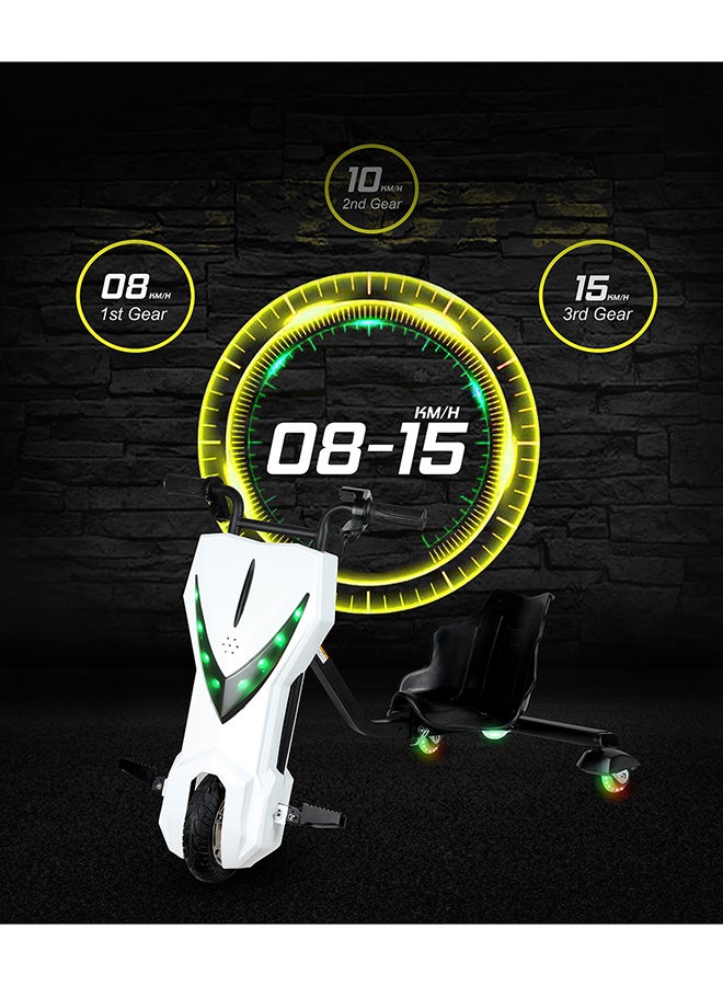 MYTOYS - 36V High-Power 360° Electric Stunt Drifting Scooter For Kids & Adults - Adjustable Body With Bluetooth & Protective Gear, 3 Speed Modes, 250W Brushless Motor, 8-15 Km/H With 80 Kg Load, Age 6+ Noon Exclusive Series - White - Image 1