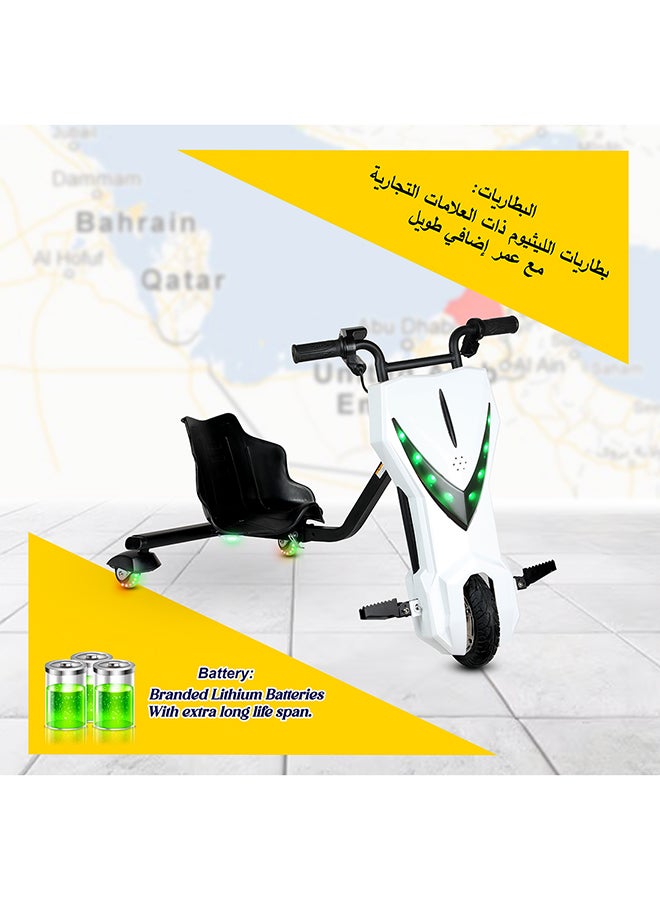 MYTOYS - 36V High-Power 360° Electric Stunt Drifting Scooter For Kids & Adults - Adjustable Body With Bluetooth & Protective Gear, 3 Speed Modes, 250W Brushless Motor, 8-15 Km/H With 80 Kg Load, Age 6+ Noon Exclusive Series - White - Image 1