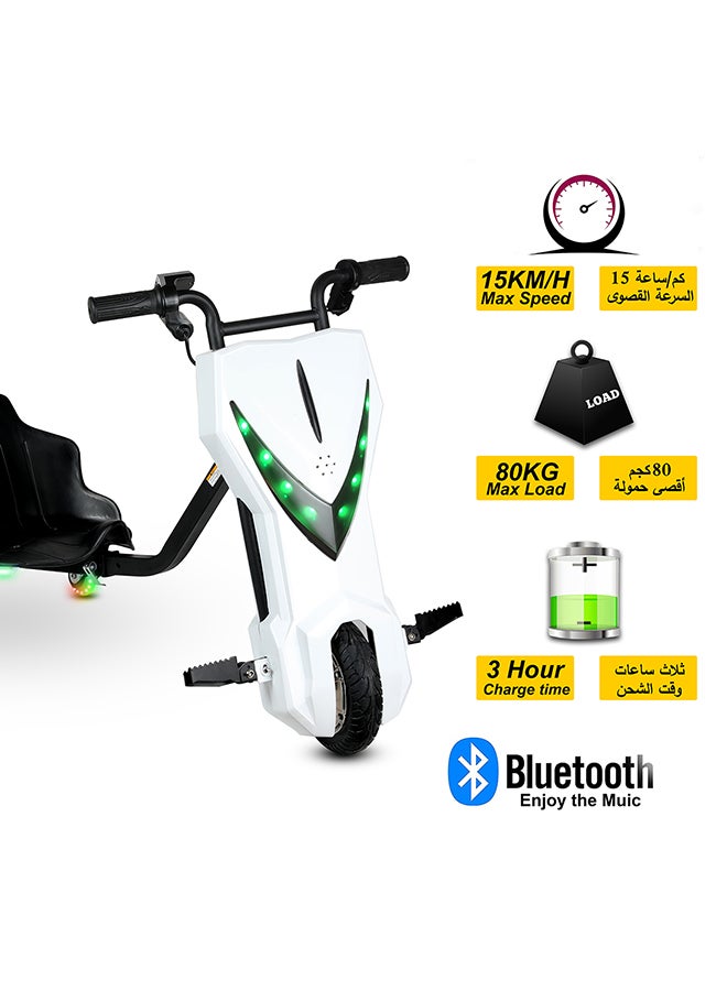 MYTOYS 36V High-Power 360° Electric Stunt Drifting Scooter For Kids & Adults - Adjustable Body With Bluetooth & Protective Gear, 3 Speed Modes, 250W Brushless Motor, 8-15 Km/H With 80 Kg Load, Age 6+ Noon Exclusive Series - White  - Image 5
