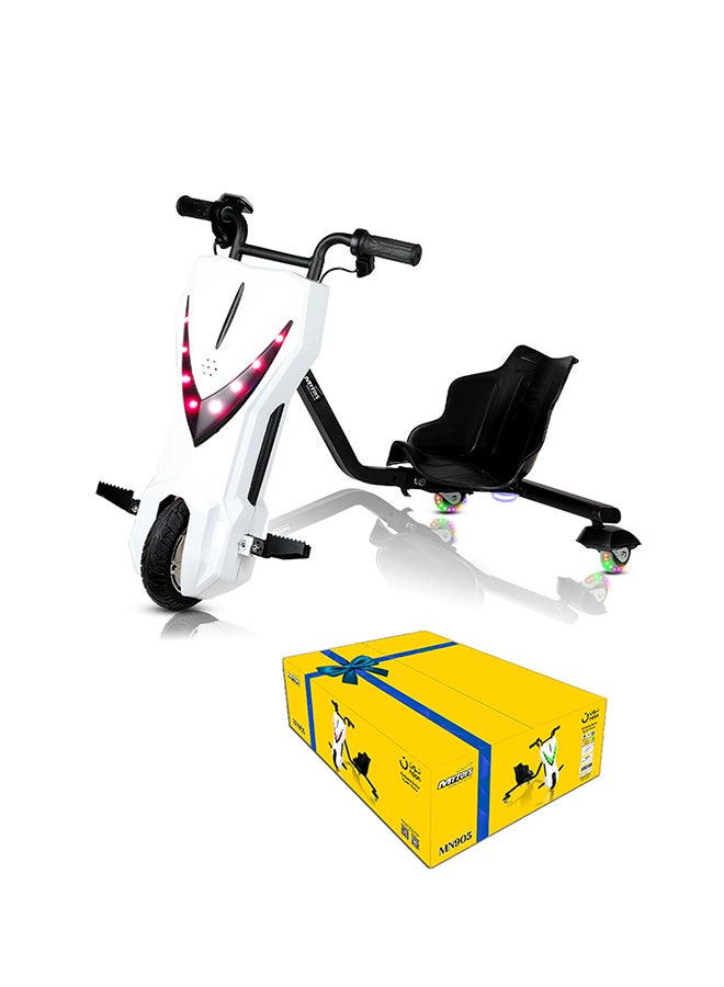 MYTOYS 36V High-Power 360° Electric Stunt Drifting Scooter For Kids & Adults - Adjustable Body With Bluetooth & Protective Gear, 3 Speed Modes, 250W Brushless Motor, 8-15 Km/H With 80 Kg Load, Age 6+ Noon Exclusive Series - White  - Image 2