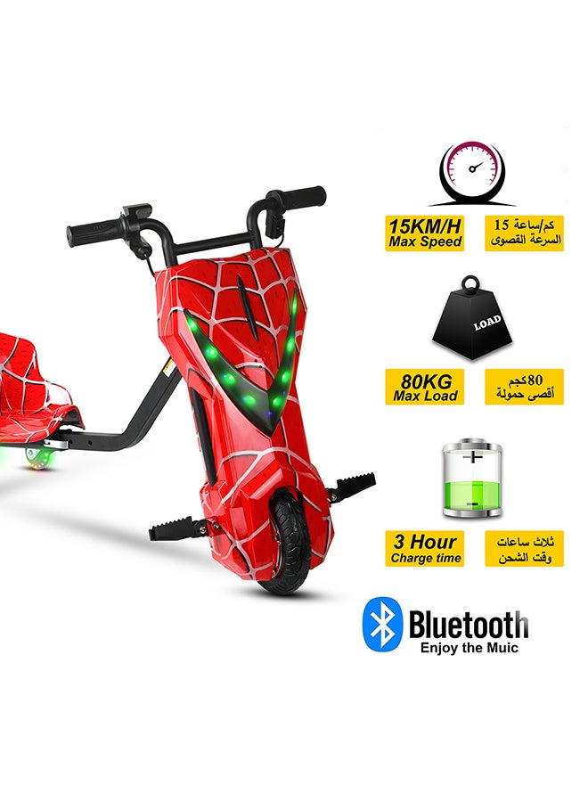 MYTOYS - 36V High-Power 360° Electric Stunt Drifting Scooter For Kids & Adults - Adjustable Body With Bluetooth & Protective Gear, 3 Speed Modes, 250W Brushless Motor, 8-15 Km/H With 80 Kg Load, Age 6+ Noon Exclusive Series - Spider Red - Image 1