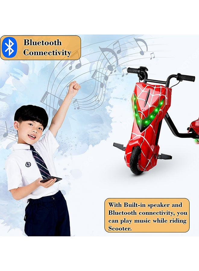 MYTOYS - 36V High-Power 360° Electric Stunt Drifting Scooter For Kids & Adults - Adjustable Body With Bluetooth & Protective Gear, 3 Speed Modes, 250W Brushless Motor, 8-15 Km/H With 80 Kg Load, Age 6+ Noon Exclusive Series - Spider Red - Image 1