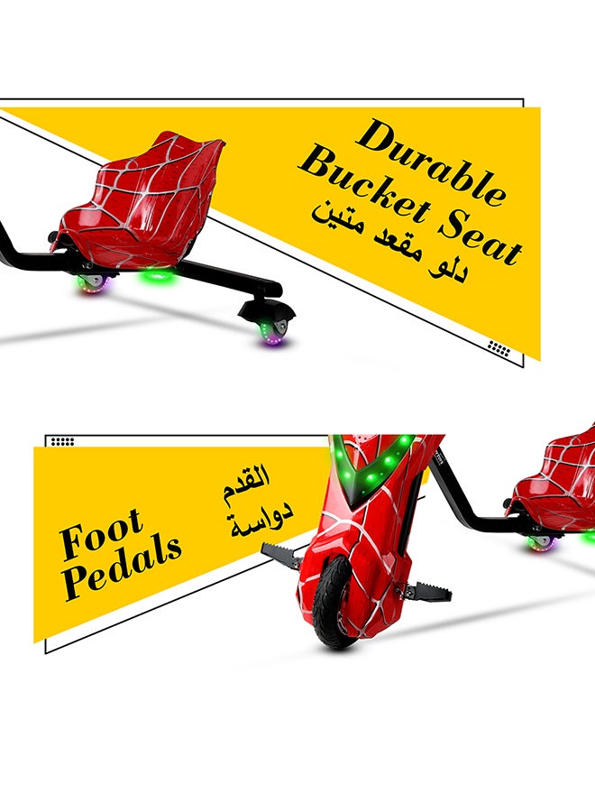 MYTOYS - 36V High-Power 360° Electric Stunt Drifting Scooter For Kids & Adults - Adjustable Body With Bluetooth & Protective Gear, 3 Speed Modes, 250W Brushless Motor, 8-15 Km/H With 80 Kg Load, Age 6+ Noon Exclusive Series - Spider Red - Image 1